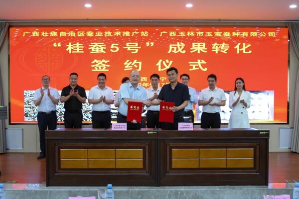 自治區(qū)農(nóng)業(yè)農(nóng)村廳領(lǐng)導(dǎo)出席廣西蠶業(yè)技術(shù)推廣站科企合作簽約儀式